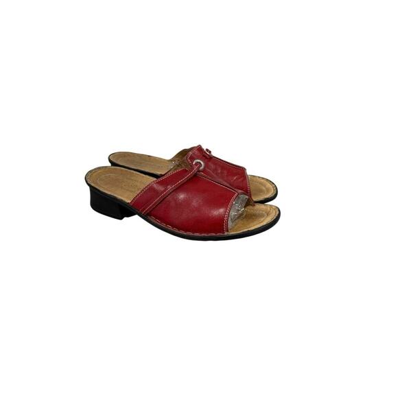 Josef Seibel Leather Slide Style Open Toe Sandals Red Womens EU 40 US 9/9.5 - Picture 4 of 8